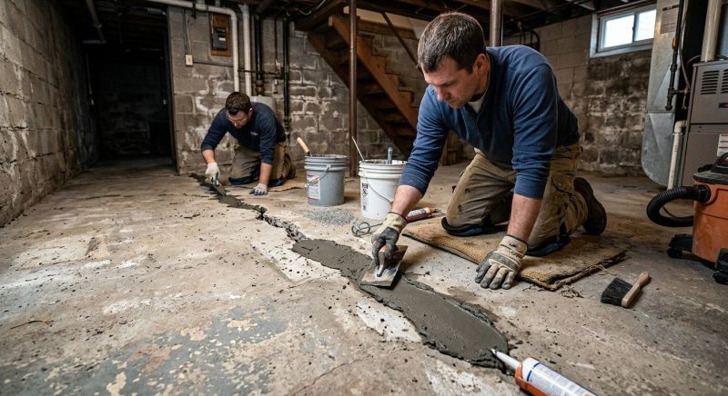 Cracked Basement Floor Repair in Stockbridge, GA