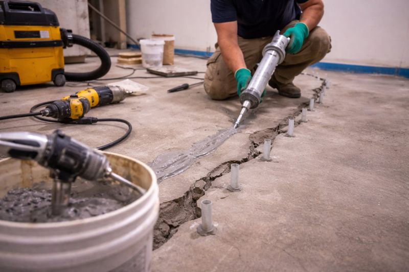 Cracked Basement Floor Repair in Stockbridge, GA